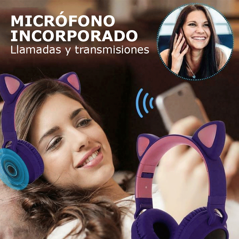 Audifonos De Gatito Bluetooth🛍️  REGALO DE NAVIDAD 🎄